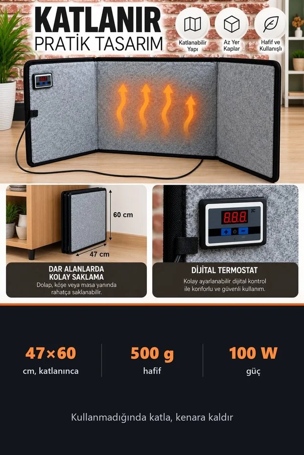 Ayak ve Bacak Isıtıcısı Masa Altı Ofis Isıtıcı Katlanabilir Elektrikli Panel Isıtıcı 100W Sessiz Ayak ve Bacak Isıtıcısı Masa Altı Ofis Isıtıcı Katlanabilir Elektrikli Panel Isıtıcı 100W Sessiz